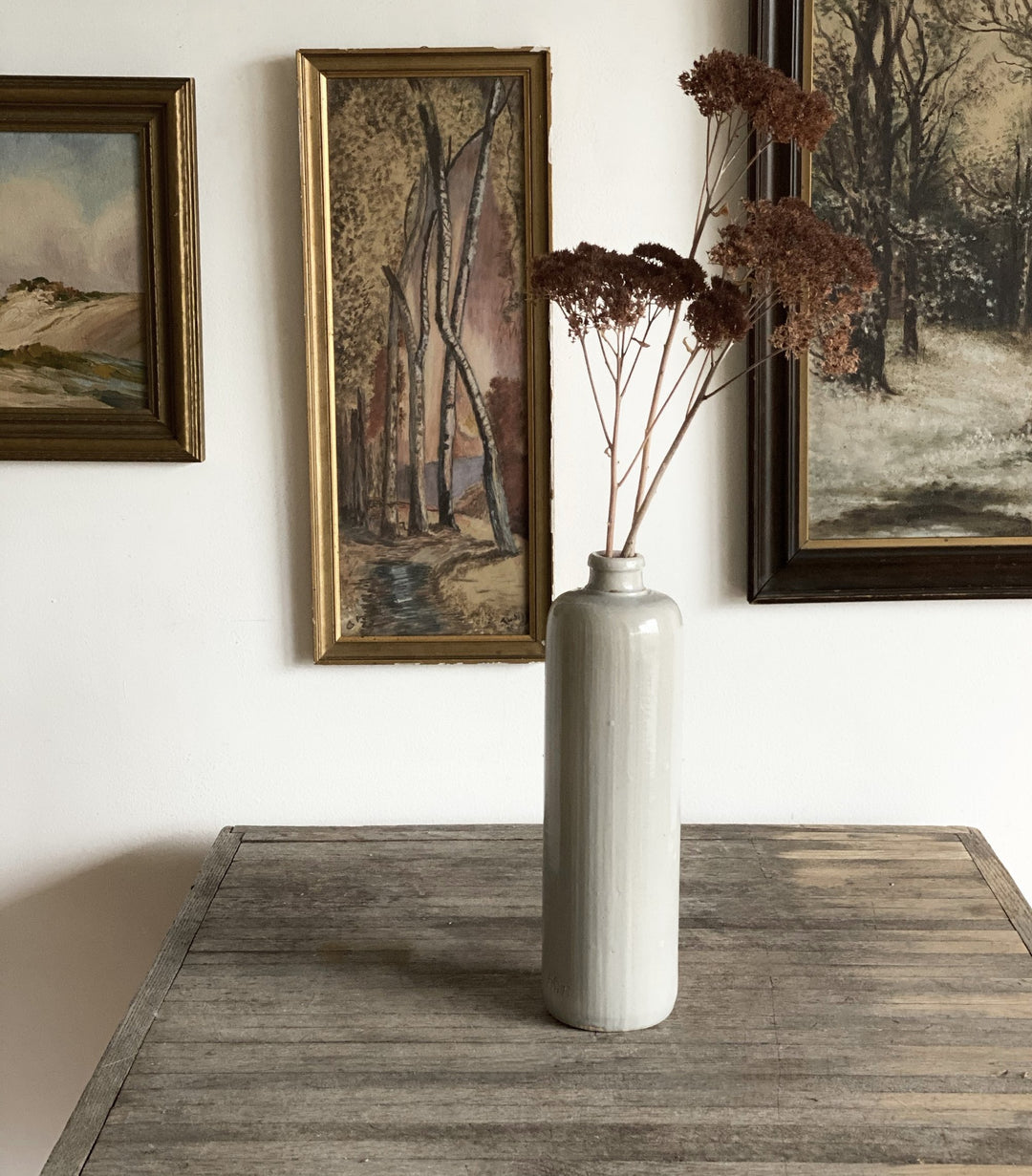 vintage grey stoneware bottle