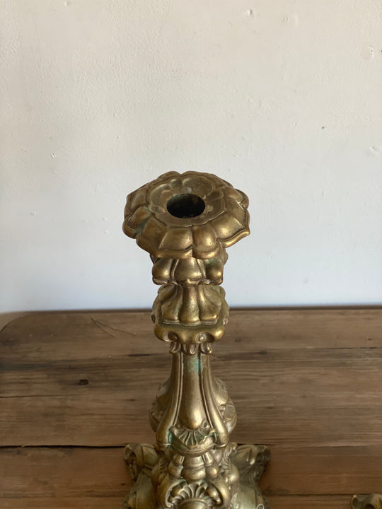 antique extra large European altar candlesticks