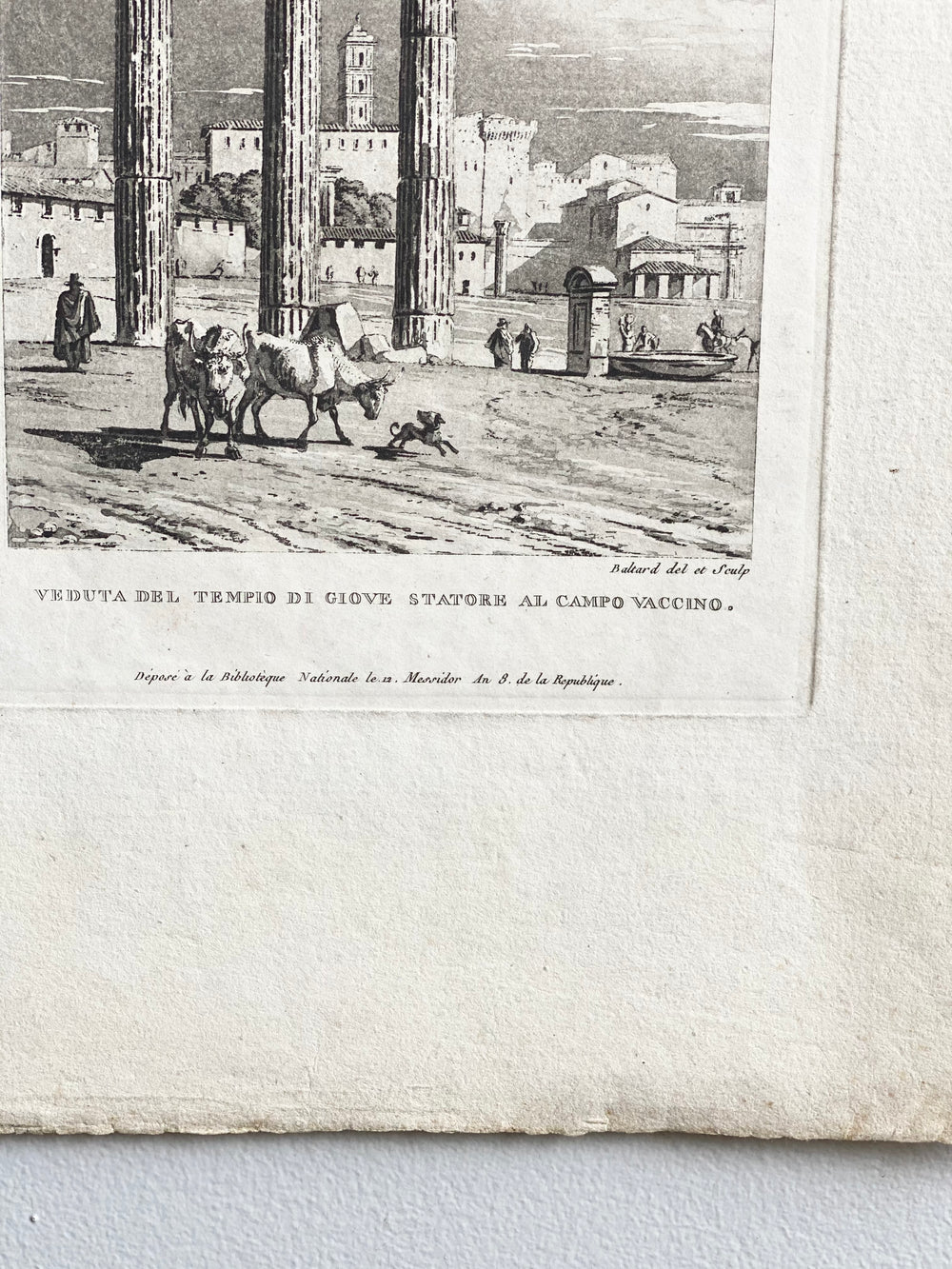 antique engraving, "veduta del témoin di giove”