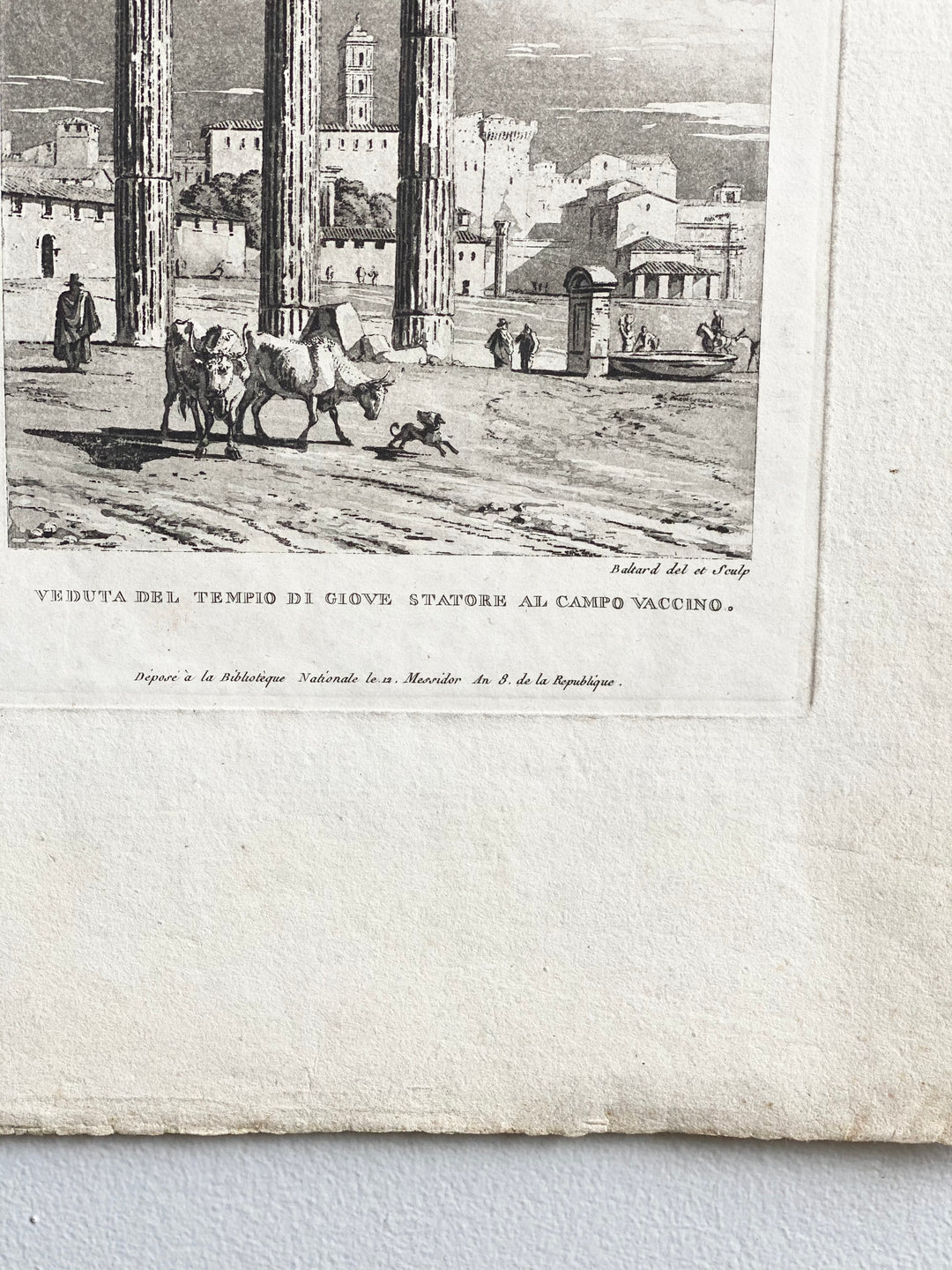 antique engraving, "veduta del témoin di giove”