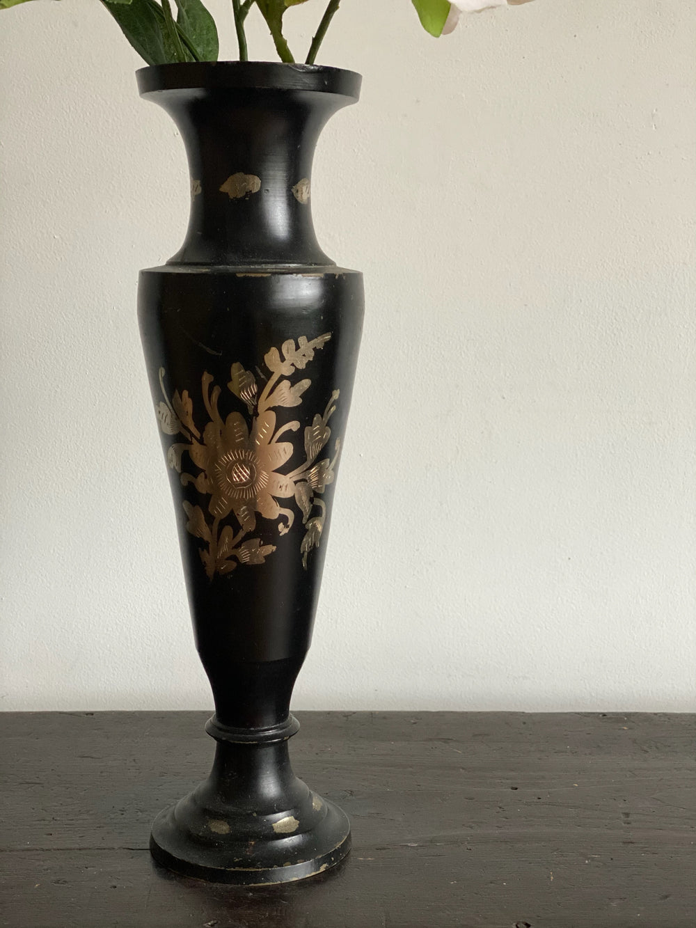 vintage silver inlay vase