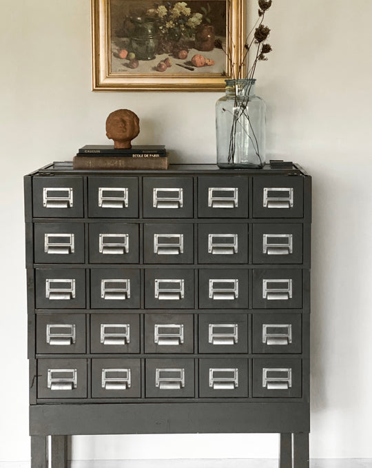 vintage index card cabinet