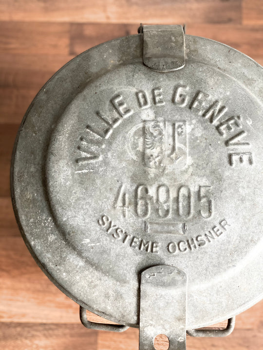 vintage galvanized “ville de Genève” bin