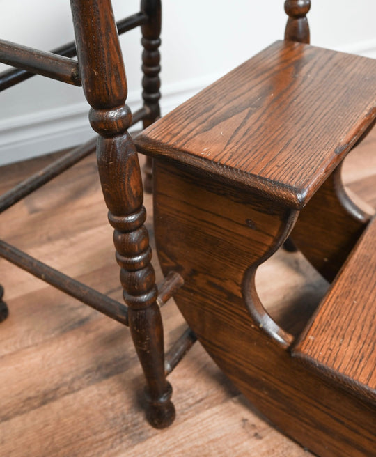 vintage hand turned convertible step stool