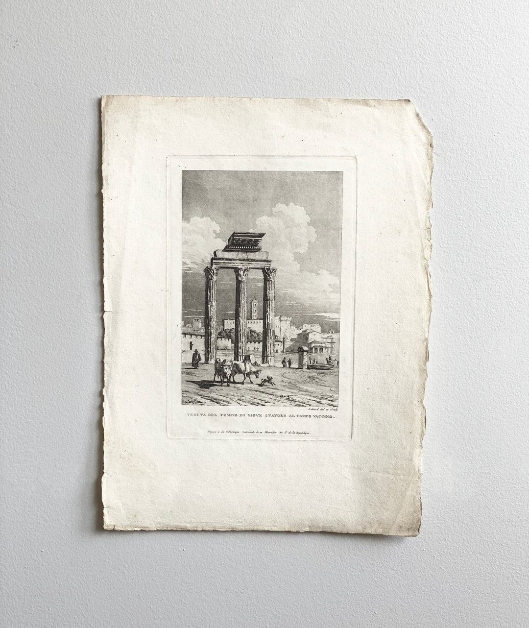 antique engraving, "veduta del témoin di giove”