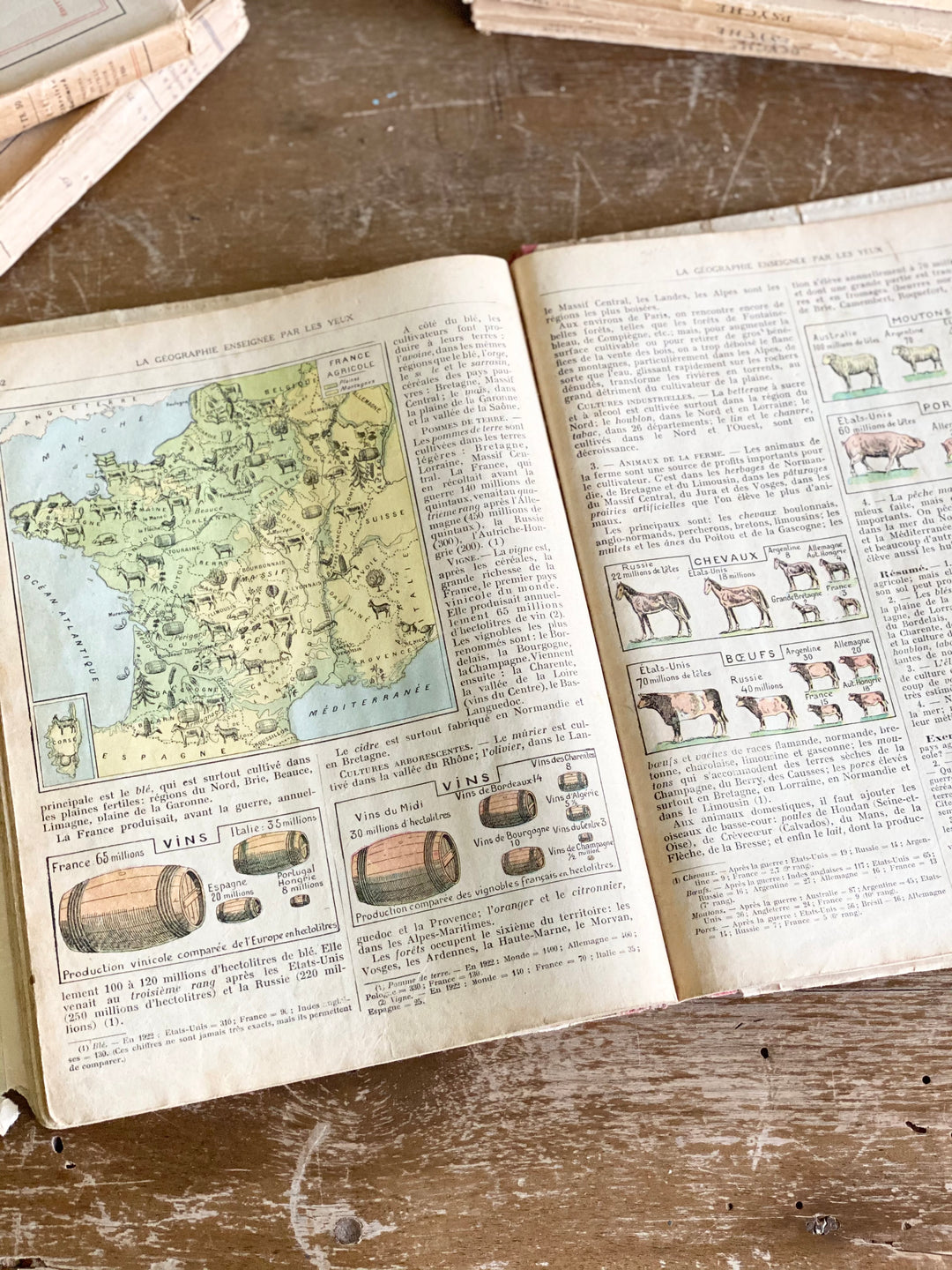 vintage French textbook, “la geographie” 1923