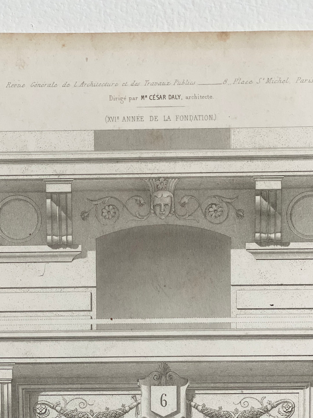 antique architectural engraving, “maison de Paris”