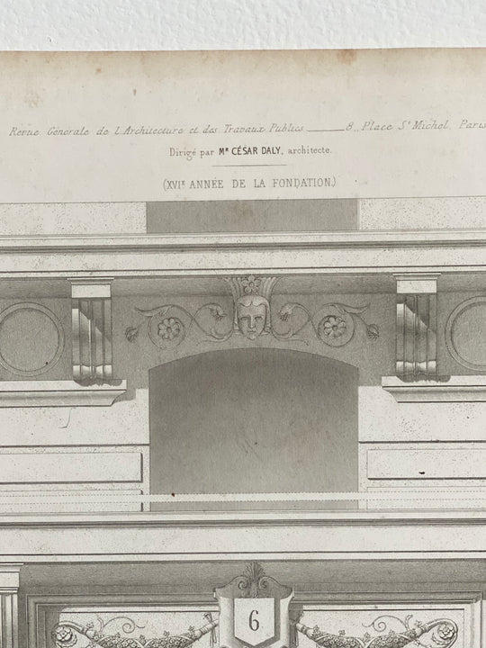 antique architectural engraving, “maison de Paris”