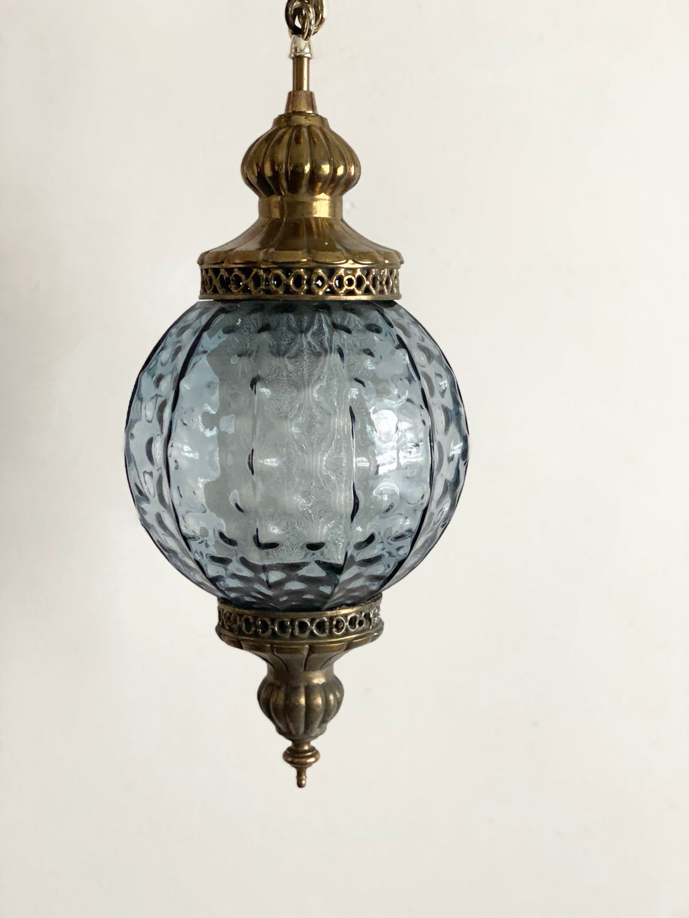 vintage MCM hanging blue swag lights