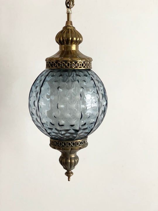 vintage MCM hanging blue swag lights