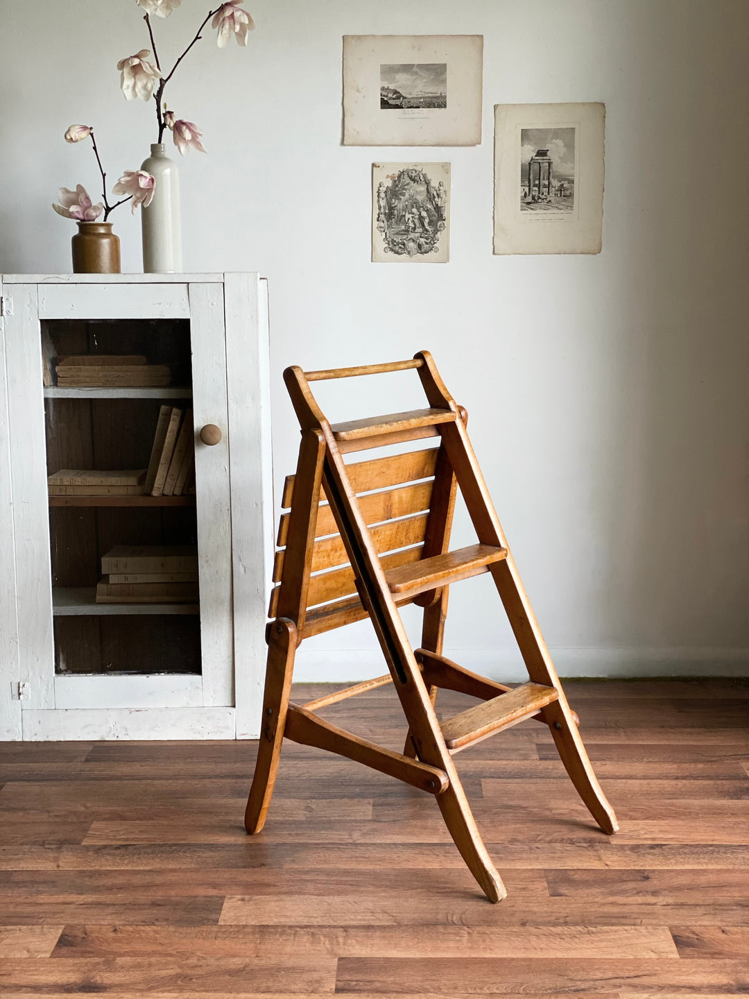 antique convertible library step stool