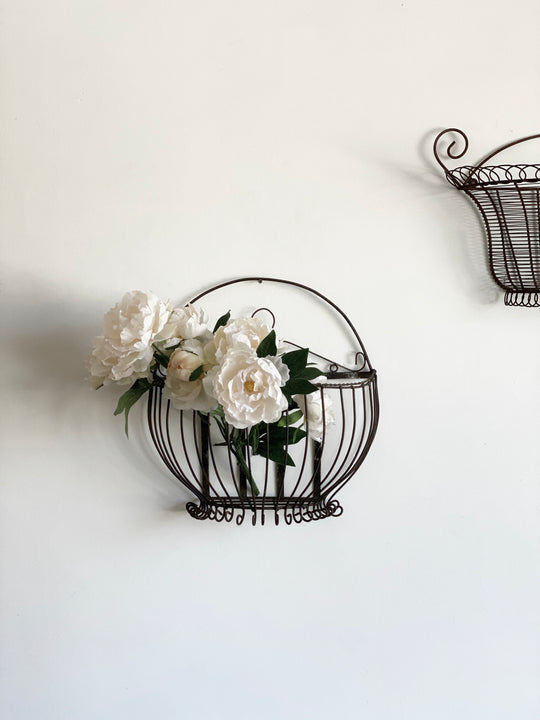 vintage French wrought iron basket I