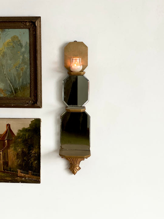 vintage mirrored wall shelf