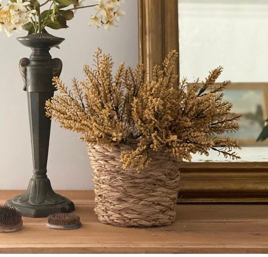 vintage rye straw basket