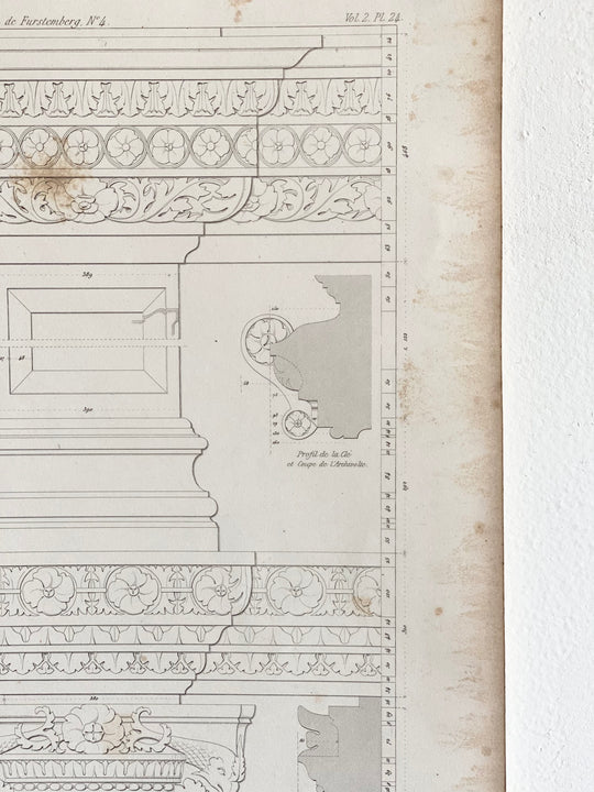antique architectural engraving, “château de gaillon”