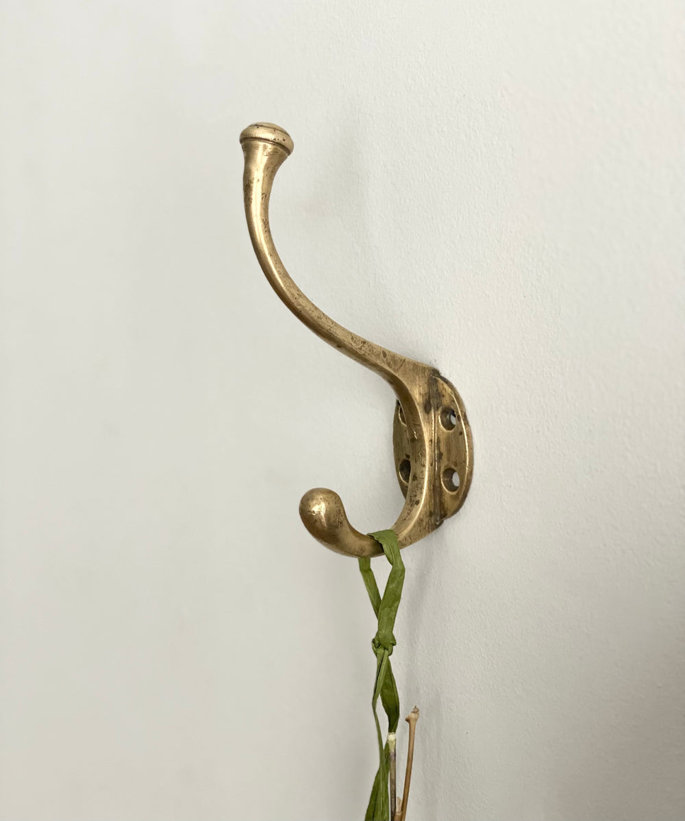 vintage French solid brass coat hook