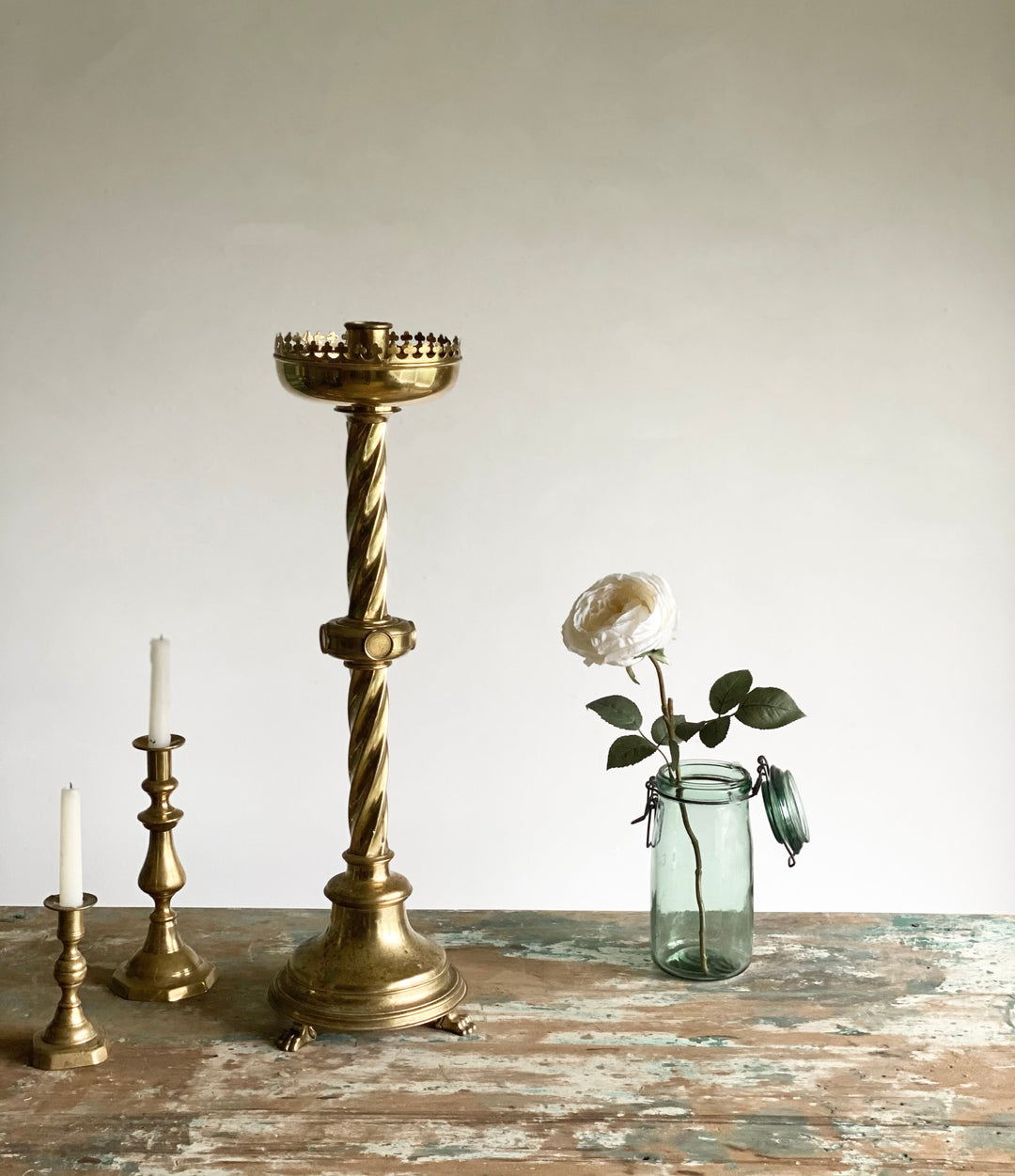 antique extra large Scottish candle stick