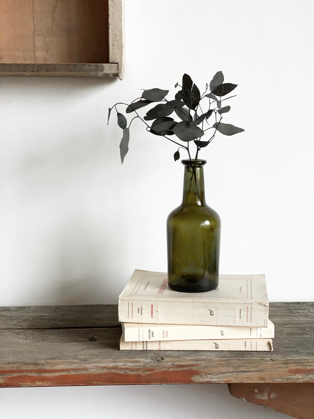 vintage green liquor bottle