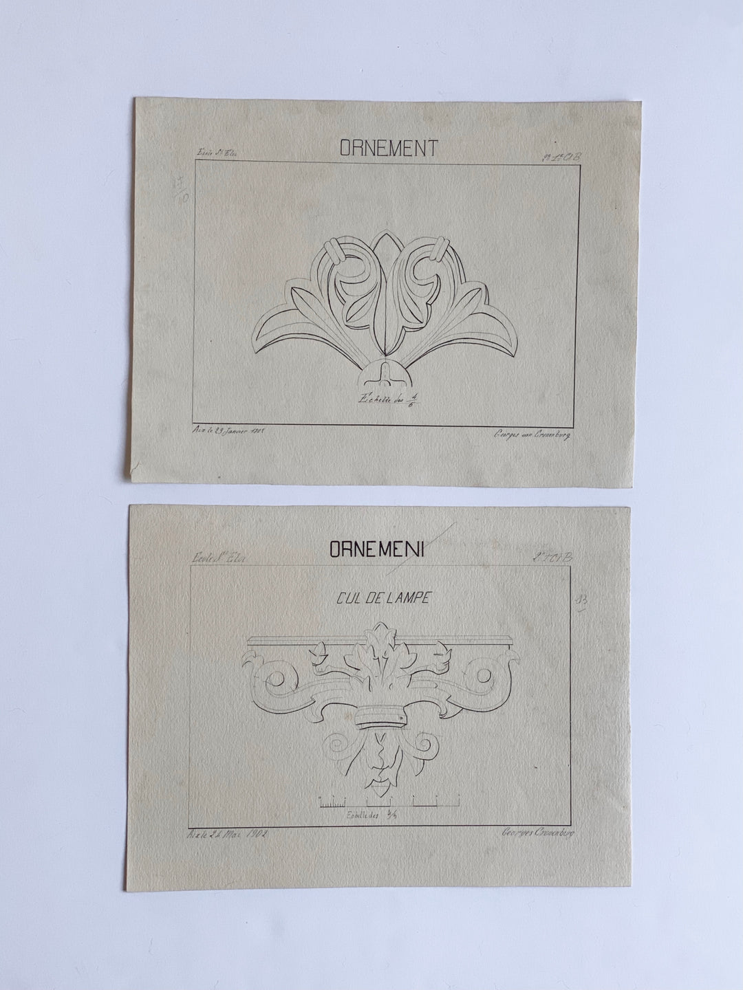 antique architectural studies, set of two