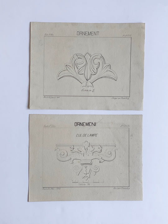 antique architectural studies, set of two