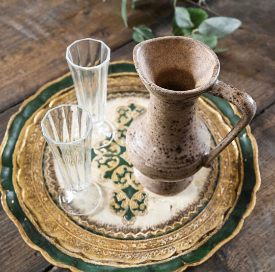 vintage italian round florentine tray