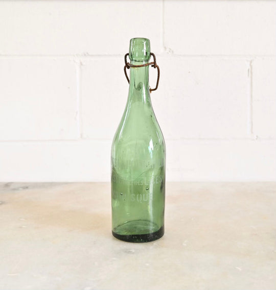 antique brasserie bottle with porcelain lid