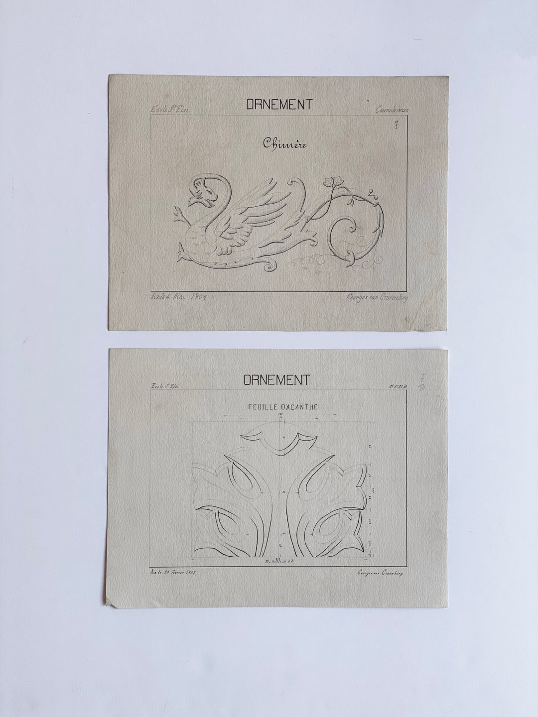 antique architectural studies, set of two