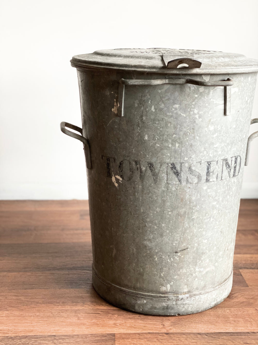vintage galvanized “ville de Genève” bin