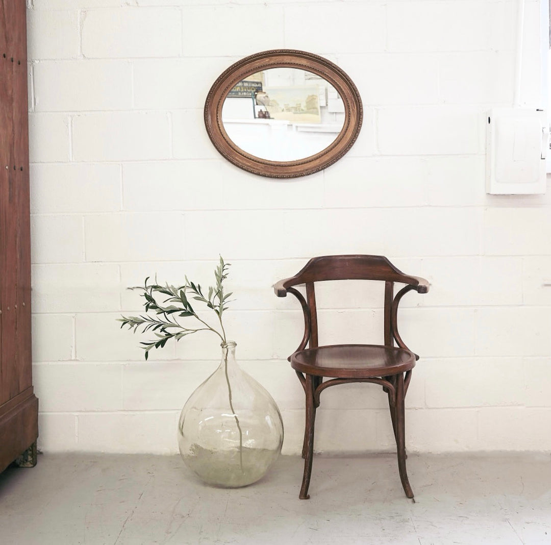 vintage french wood oval mirror