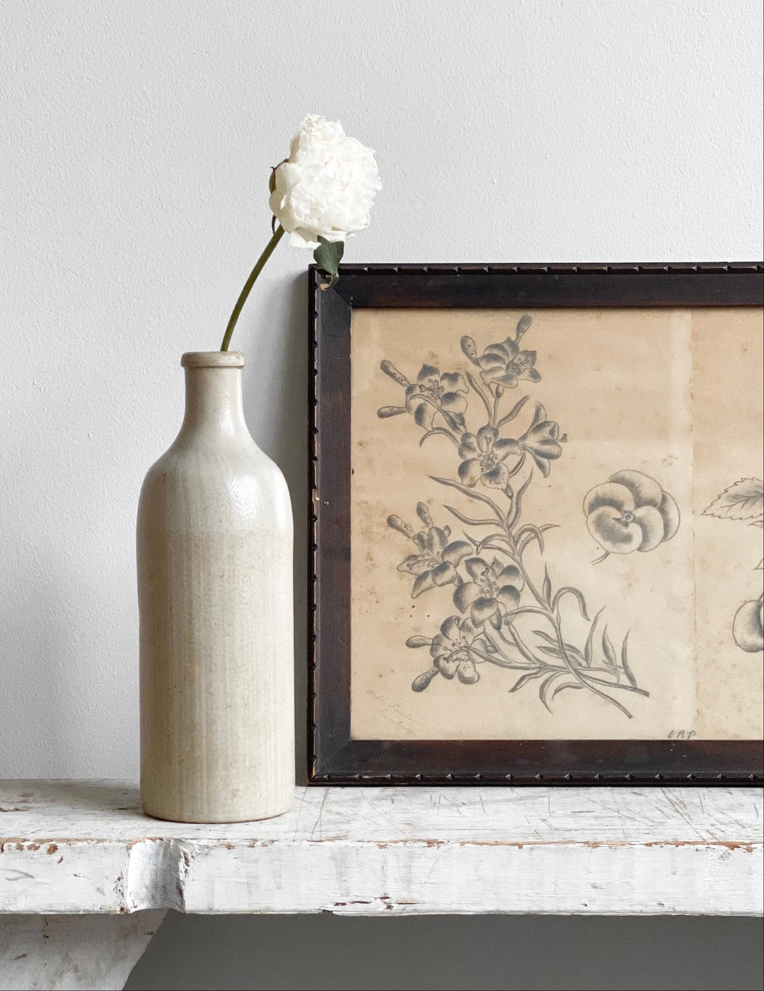 vintage stoneware beer bottle