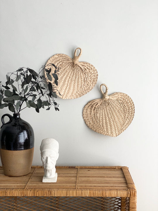 vintage raffia hand fan