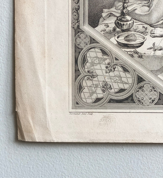 antique engraving, "l'artiste"