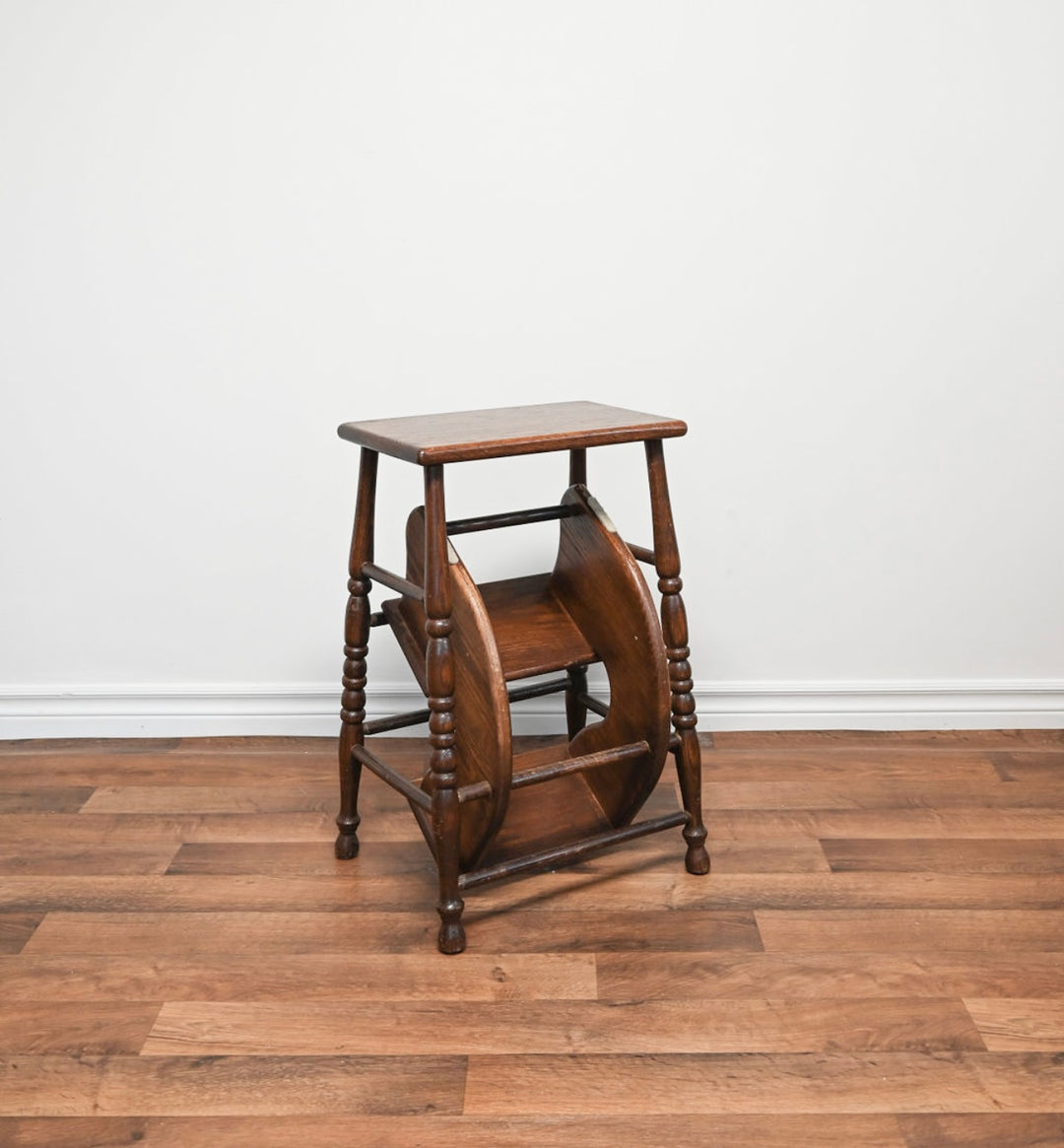 vintage hand turned convertible step stool