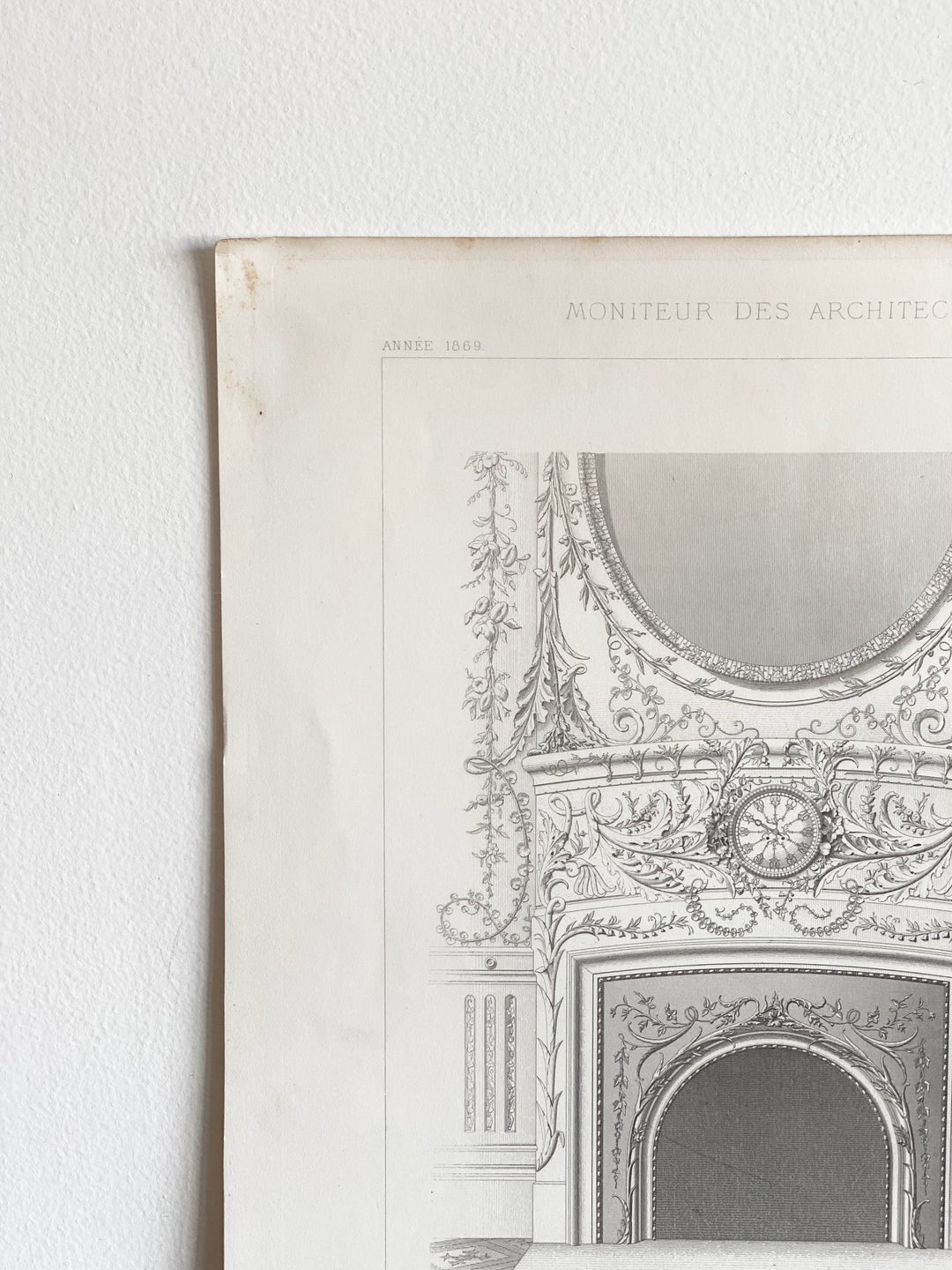 antique architectural engraving, “cheminée du grand salon”