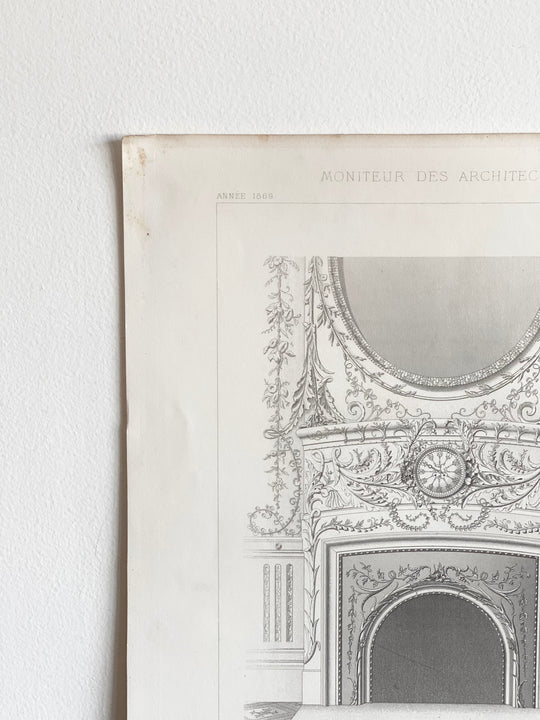 antique architectural engraving, “cheminée du grand salon”