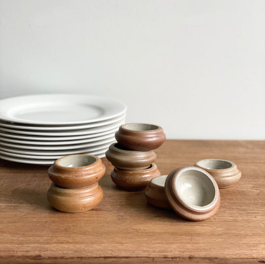 vintage French stoneware butter pats, set of 8