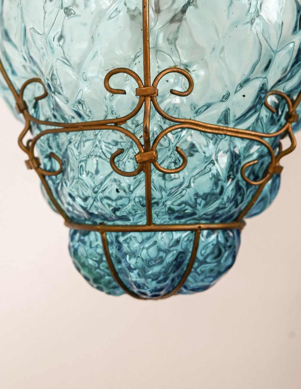 vintage murano blown glass caged pendant
