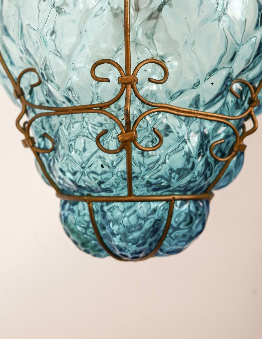 vintage murano blown glass caged pendant