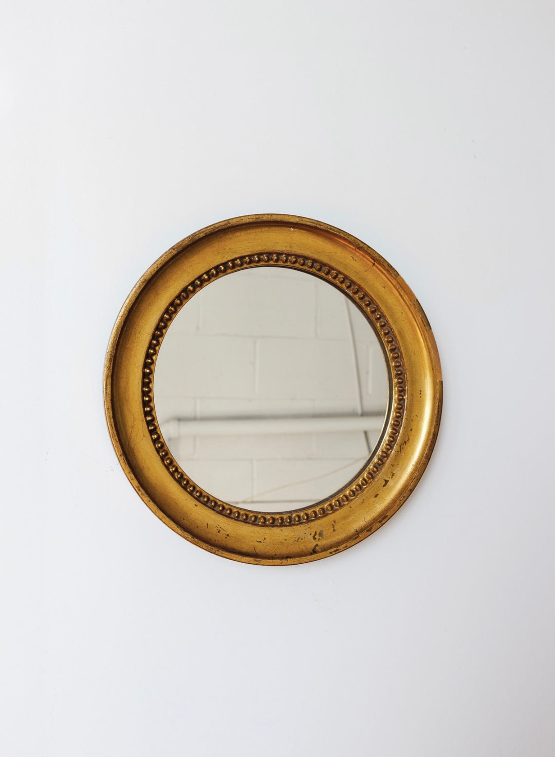 19th century french round gilt wood mirror