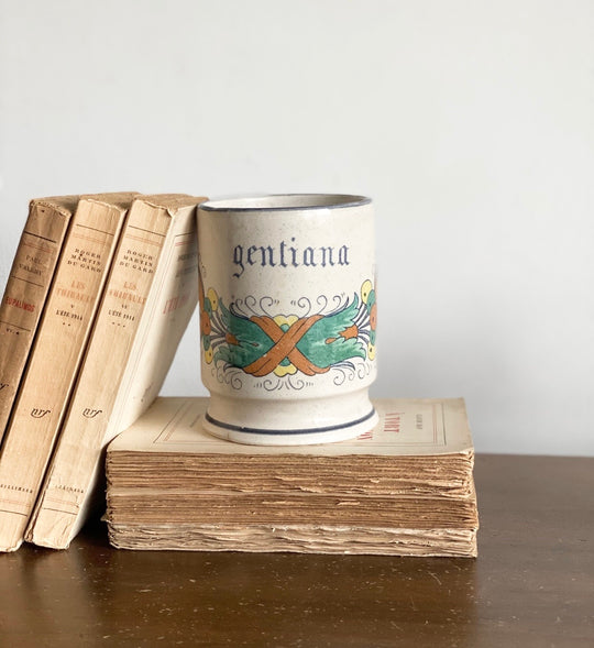 vintage Italian apothecary jar, “gentiana”