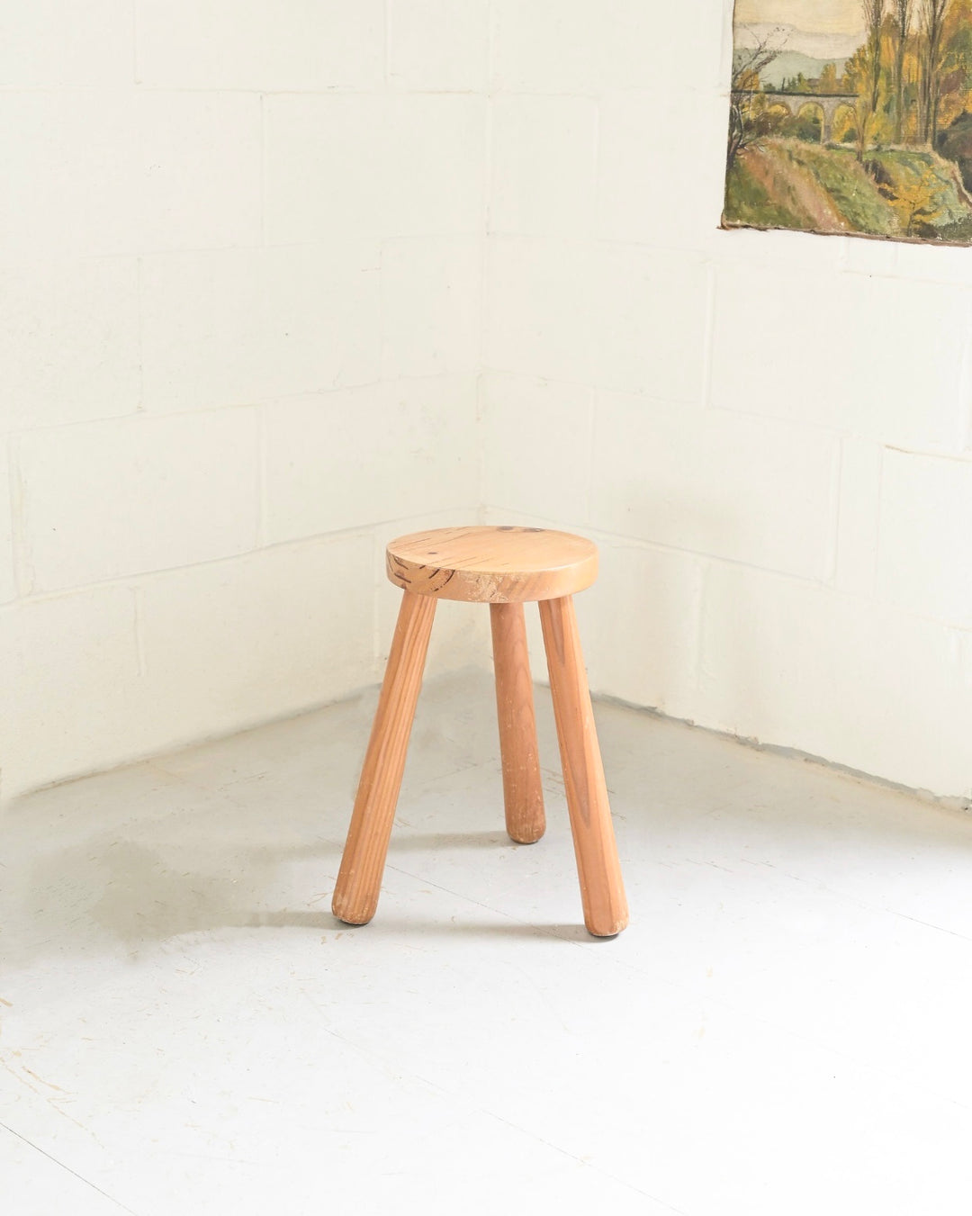 midcentury french tripod stool