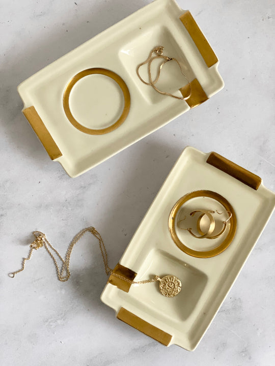 vintage Limoges saucer & ashtray, set of two