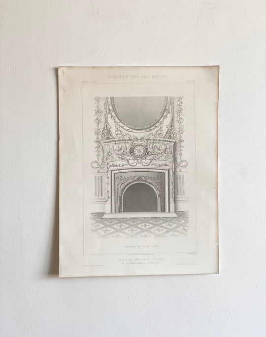 antique architectural engraving, “cheminée du grand salon”