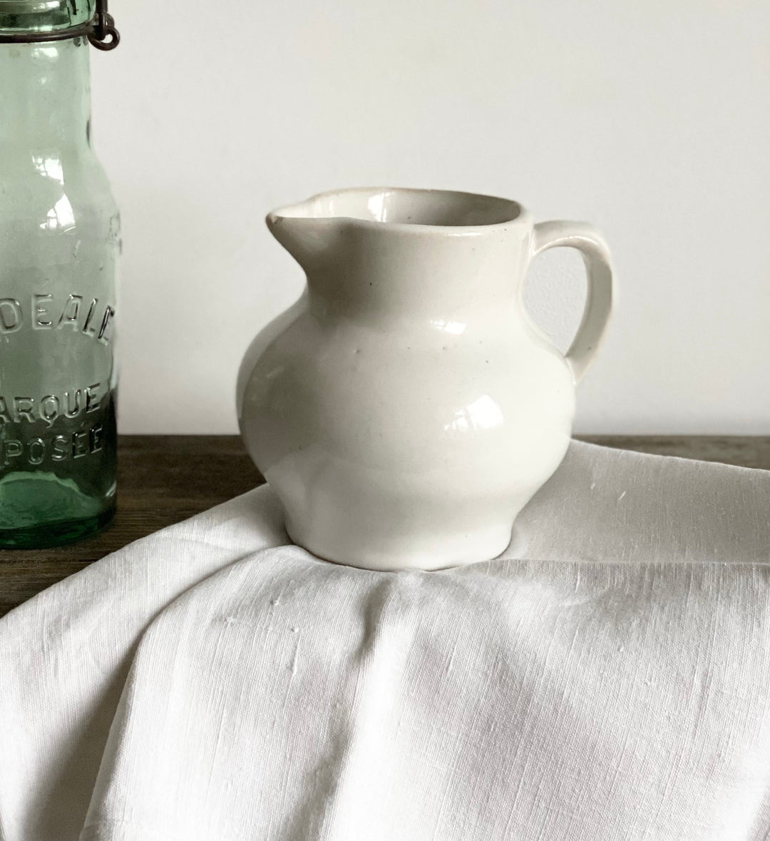 white stoneware pitcher