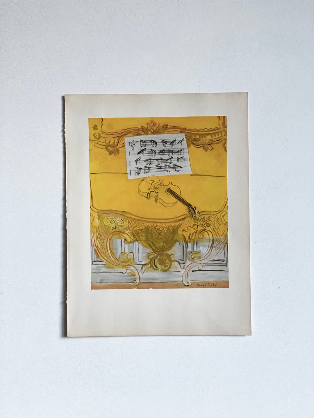yellow console with violin, Dufy