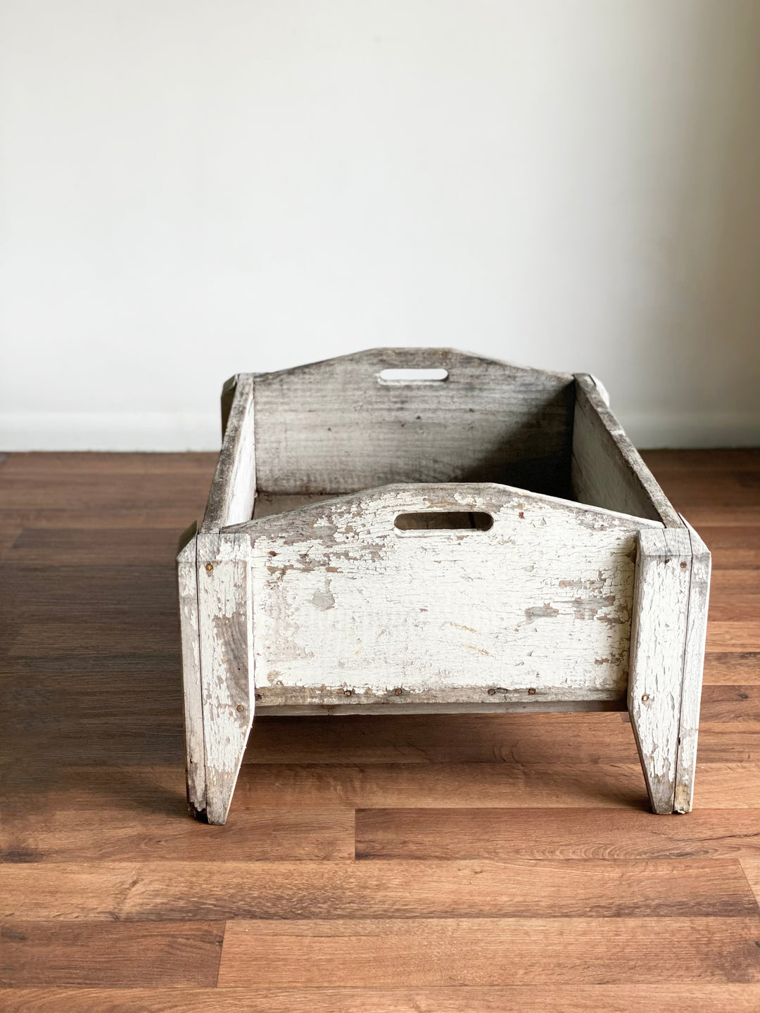 vintage grey wood footed planter