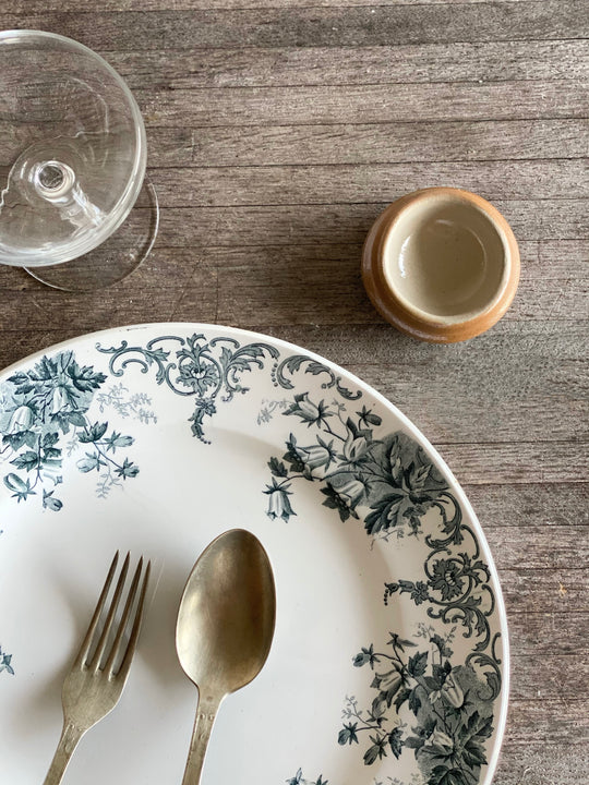 vintage French stoneware butter pats, set of 8