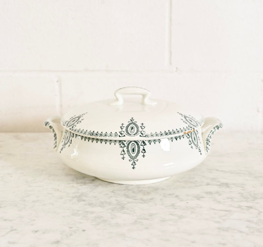 vintage french transferware soupière soup tureen