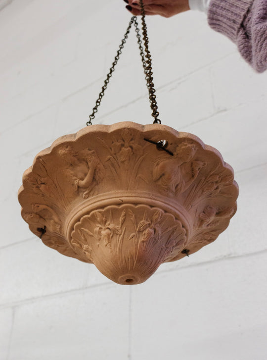 19th century French terra cotta hanging jardinière