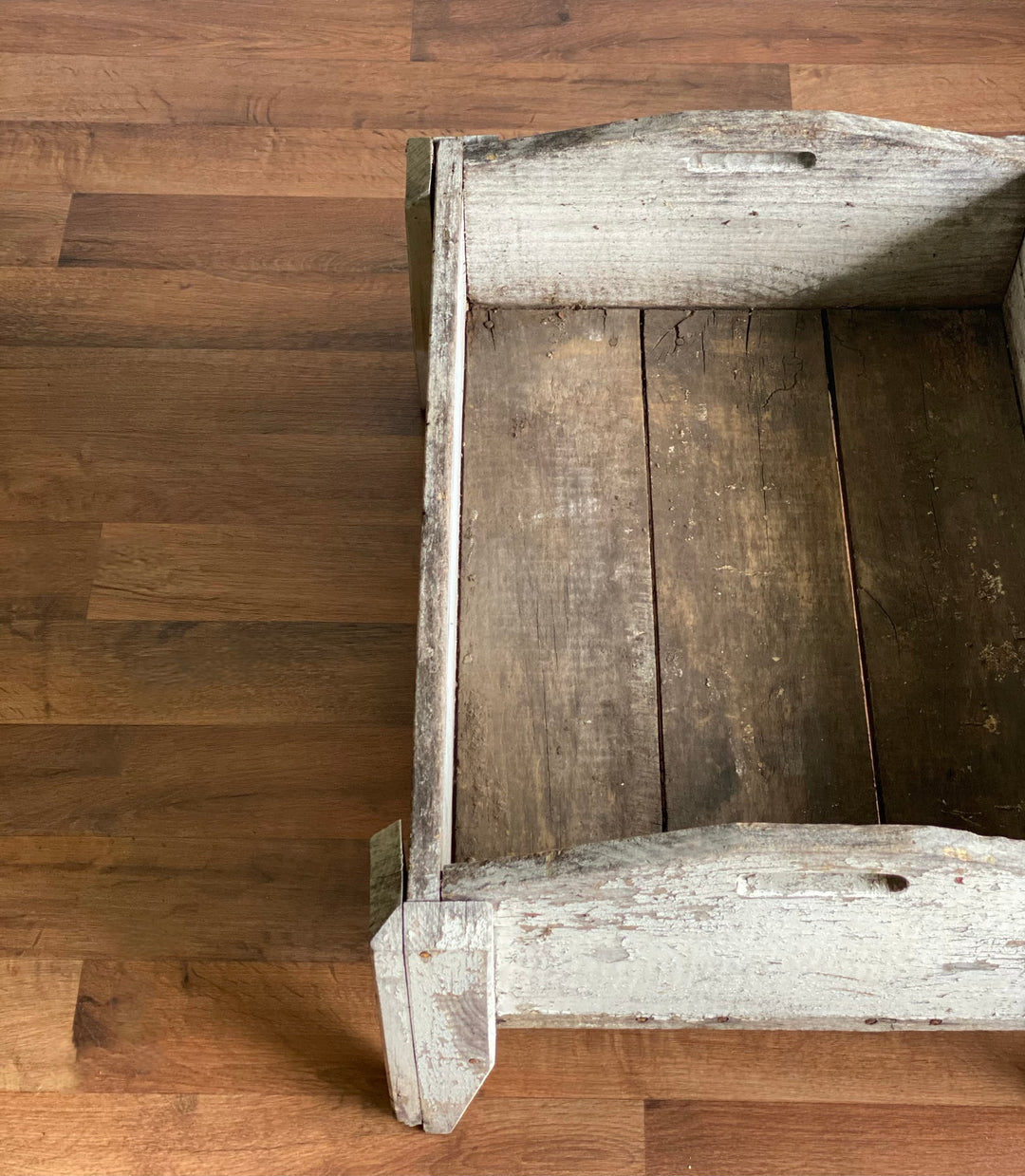 vintage grey wood footed planter